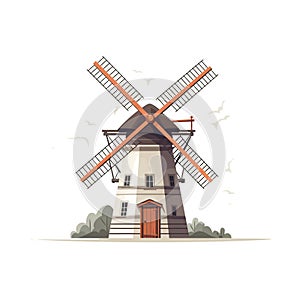 2D illustration of a windmill isolated on a white background.