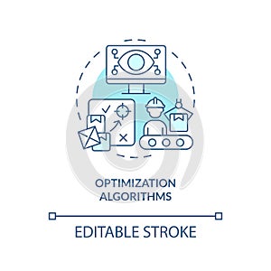 2D optimization algorithms line icon concept