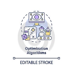 2D optimization algorithms line icon concept