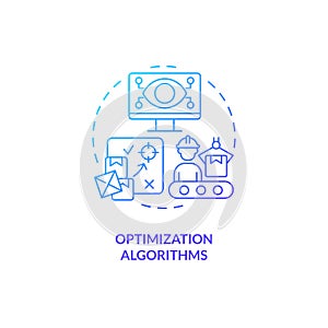 2D optimization algorithms line icon concept