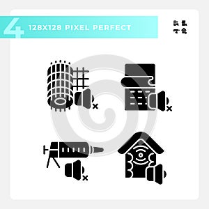 2D pixel perfect soundproofing icons set