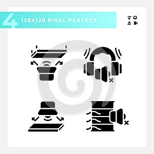 2D pixel perfect soundproofing icons set