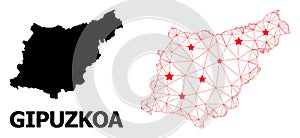 2D Polygonal Map of Gipuzkoa Province with Red Stars