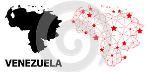 2D Polygonal Map of Venezuela with Red Stars