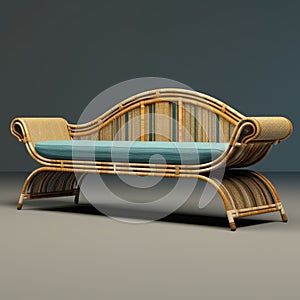 2d Rattan Bed Model - Retro Traditional 3d Model