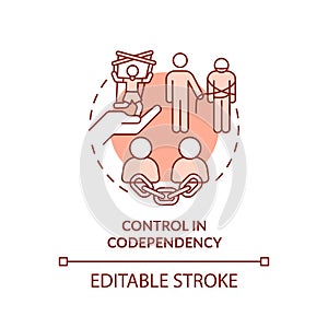 2D red linear icon control in dependency concept