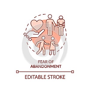 2D red linear icon fear of abandonment concept
