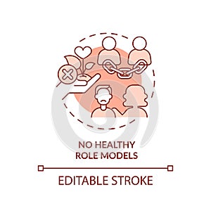 2D red linear icon no healthy role models concept