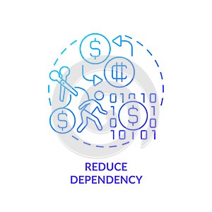 2D reduce dependency line icon concept