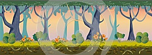 2D Side Scrolling Forest Game Background