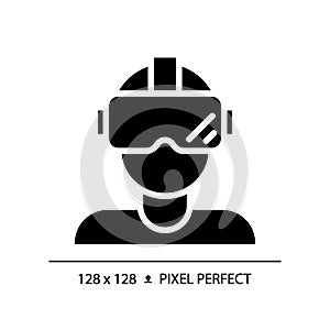 2D silhouette glyph style virtual reality simulator icon