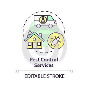 2D simple thin line icon pest control services concept