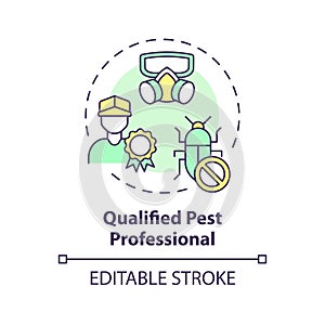 2D simple thin line icon qualified pest professional concept