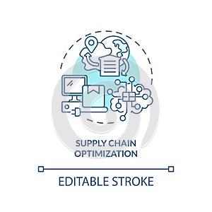 2D supply chain optimization line icon concept