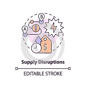 2D supply disruptions concept icon