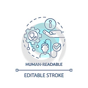 2D thin line blue icon human-readable concept