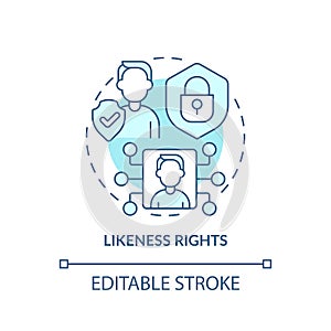 2D thin line blue icon likeness rights concept