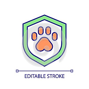 2D thin line colorful paw print icon