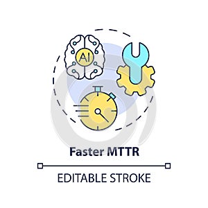 2D thin linear colorful faster MTTR icon