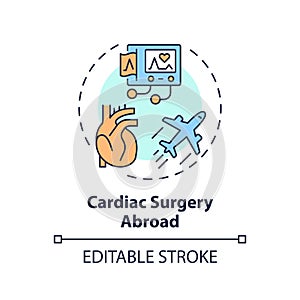 2D thin linear icon cardiac surgery abroad concept
