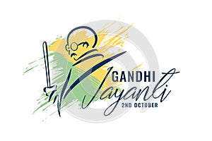 2nd october gandhi jayanti poster with gandhi ji sketch vector illustration