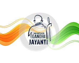 2nd october mahatma gandhi jayanti banner in indian flag wavy style vector illustration