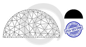 2Nd Sector Distress Rubber Imprint and Web Mesh Semisphere Vector Icon