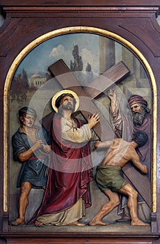 2nd Stations of the Cross, Jesus is given his cross