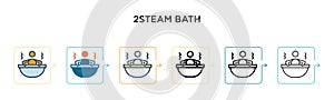 2steam bath vector icon in 6 different modern styles. Black, two colored 2steam bath icons designed in filled, outline, line and