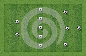 3-5-2 Soccer game tactic. Layout position for coach. Vector.