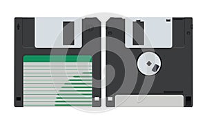 3,5-Inch Floppy Disk or Diskette. Flat Design Illustration