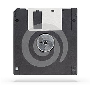 A 3.5-inch floppy disk or diskette isolated on white