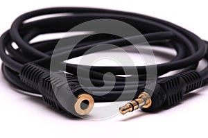 A 3.5mm male to female audio plug extension cable