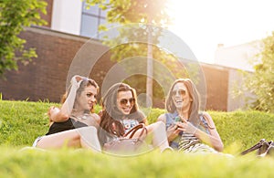 3 Beautiful woman feels good in the grass