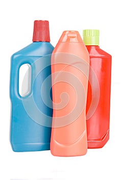 3 bottles of different detergents