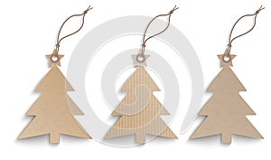 3 Cardboard Christmas Tree Price Stickers Set