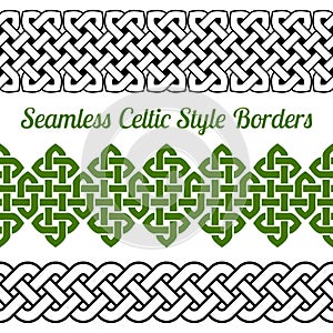 3 Celtic style knot seamless borders, vector illustration