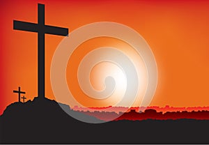 3 crosses at sunset or dawn