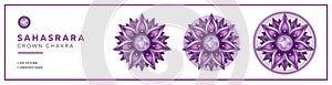 3 Crown chakra symbols on transparent background