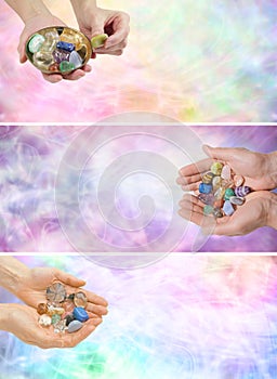 3 x crystal healing web banners