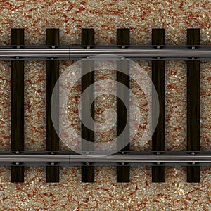 3-d illustration of railway tracks on gravel.