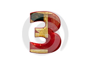 3 d illustration Union Jack flag number 3, alphabet, Great Britain patriot font