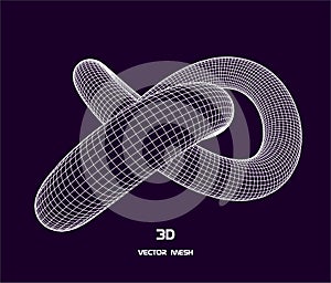 3 D vector threefold torus. Abstract protein model. Vector illustration for your science, digital, biological design