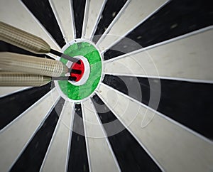 3 darts in the bullseye