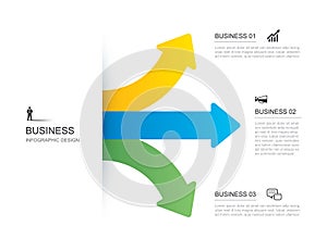 3 data infographics arrow way template. Vector illustration abstract background