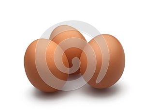 3 eggs on white background