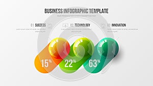 3 element company statistics infographic presentation vector template.