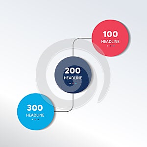 3 elements scheme, diagram. Three connected circles. Infographic template