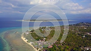 3 famous paradise beach gili islands in indonesia. Amazing aerial view flight