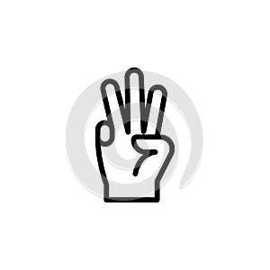 3 finger hand gesture outline icon. Element of hand gesture illustration icon. signs, symbols can be used for web, logo, mobile